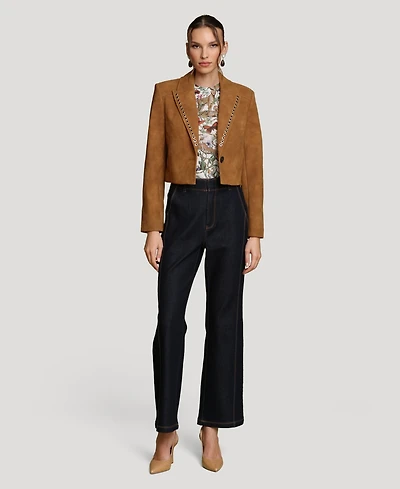 Avec Les Filles Women's Cropped Spread Collar Blazer
