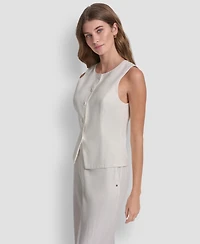 Dkny Jeans Women's Crewneck Button-Front Vest