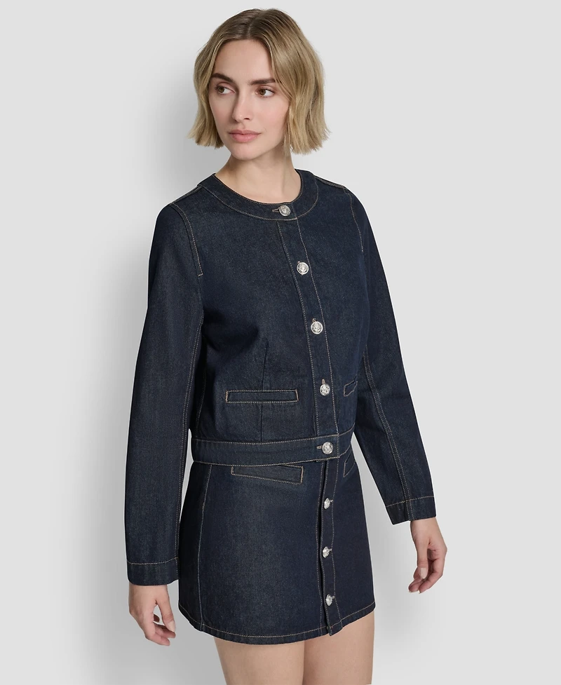 Dkny Jeans Women's Crewneck Denim Jacket