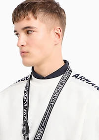 A|X Armani Exchange Men's Jacquard Logo Sleeve Crewneck Sweatshirt