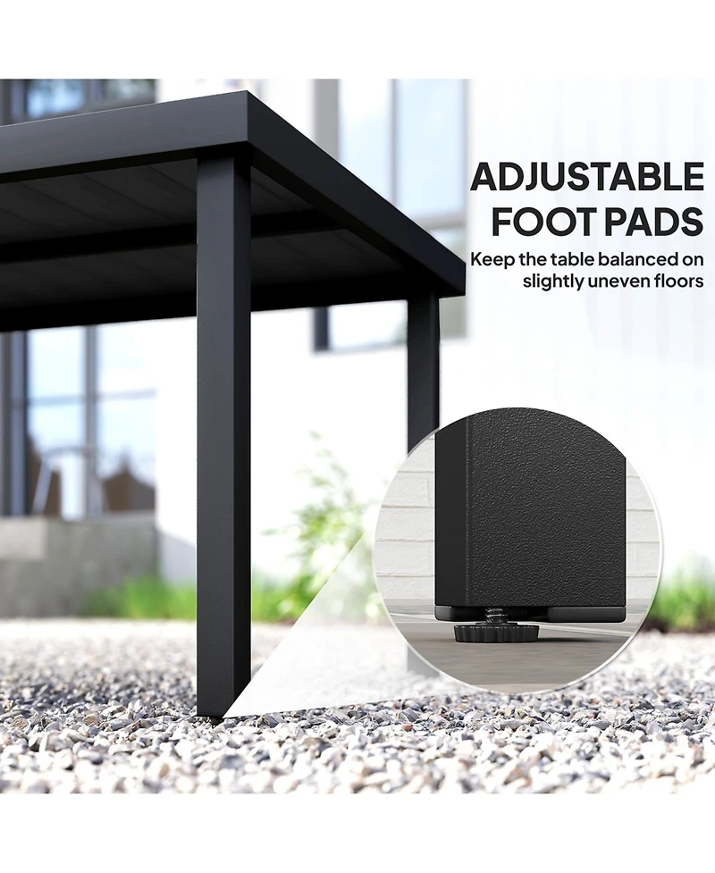 Outsunny Outdoor Dining Table for 8, Aluminum, Plastic, Woodgrain