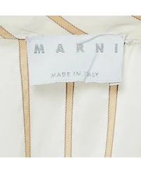 Pre-Owned Marni Women's Cream Stripe Silk Neck Tie-Up Detail Blouse