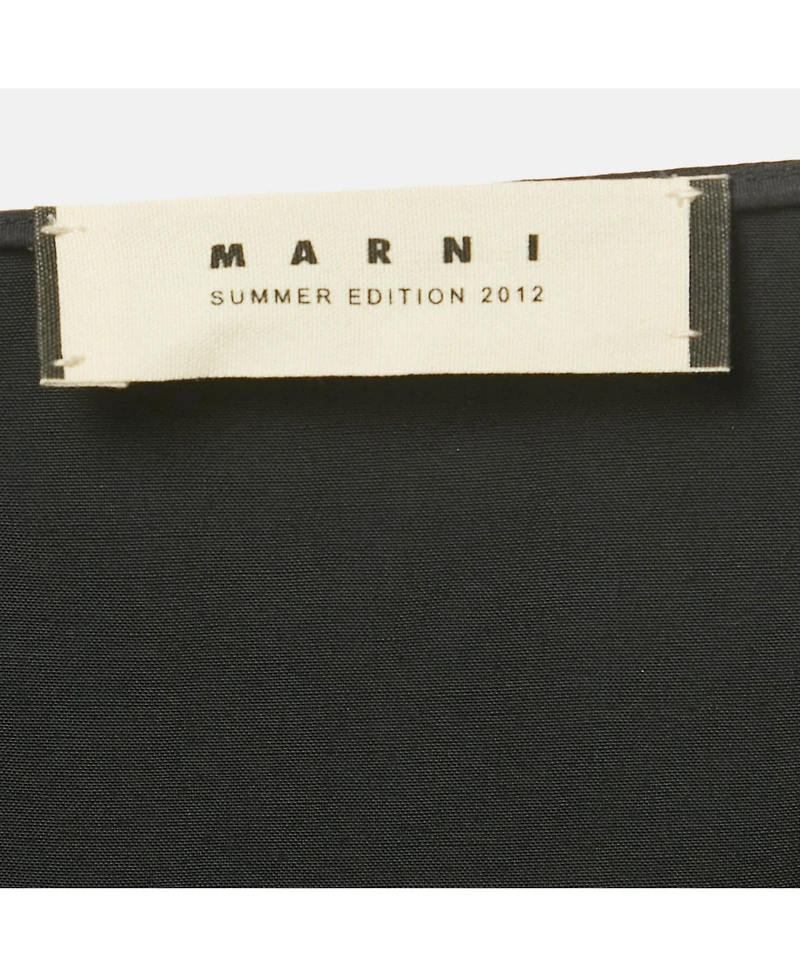 Pre-Owned Marni Women's Black Cotton Blend Pleated Knee Length Skirt