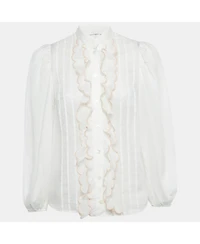 Pre-Owned Zimmermann Women's Ramie Scallop Frill Detail Jude Shirt