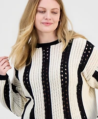 And Now This Trendy Plus Size Pointelle Stripe Crewneck Sweater, Macy's Exclusive