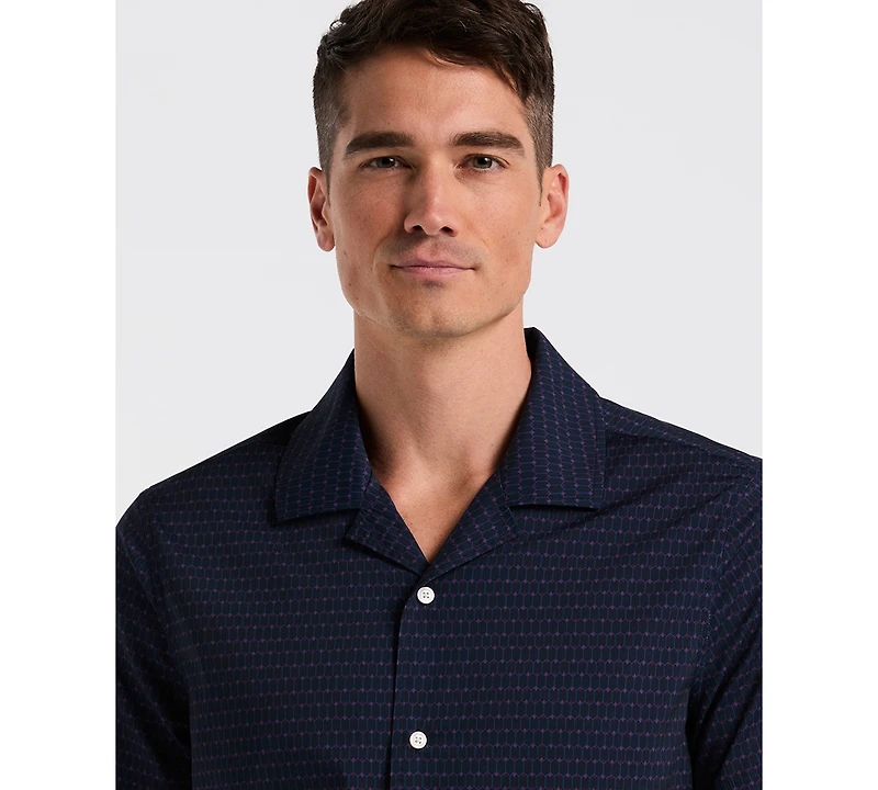 Perry Ellis Men's Hexagon Pop Print Camp-Collar Shirt