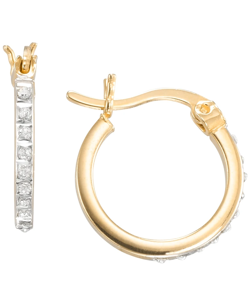 Macy's Diamond Accent Hoop Earrings (0.01 ct. t.w.) in 18K Gold Over Sterling Silver