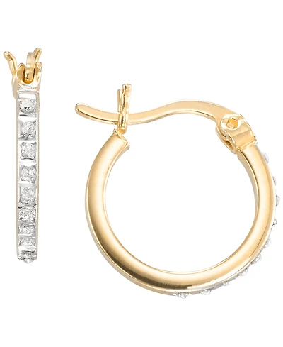Macy's Diamond Accent Hoop Earrings (0.01 ct. t.w.) in 18K Gold Over Sterling Silver