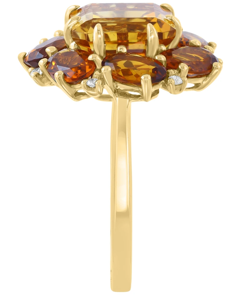 Effy Collection Citrine (6-5/8 ct. t.w.) and Ring Diamond (1/6 ct. t.w.) in 14k Yellow Gold