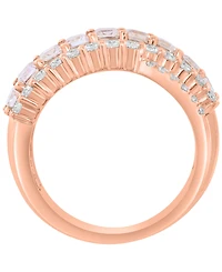 Effy Collection Morganite (1-5/8 ct. t.w.) and White Zircon Ring (1-3/8 ct. t.w.) in 14k Rose Gold Over Silver