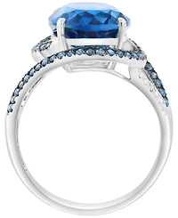 Effy Collection London Blue Topaz (6-1/3 ct. t.w.) and White Diamond Ring (5/8 ct. t.w.) in 14k White Gold