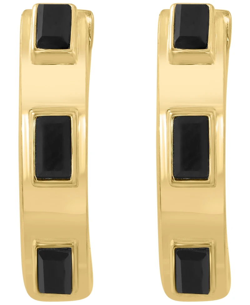 Effy Collection Onyx Earrings in 14k Yellow Gold Over Silver