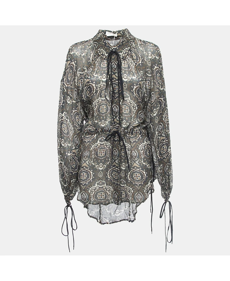 Pre-Owned Chloe Women's Multicolor Paisley Printed Chiffon Drawstring Blouse