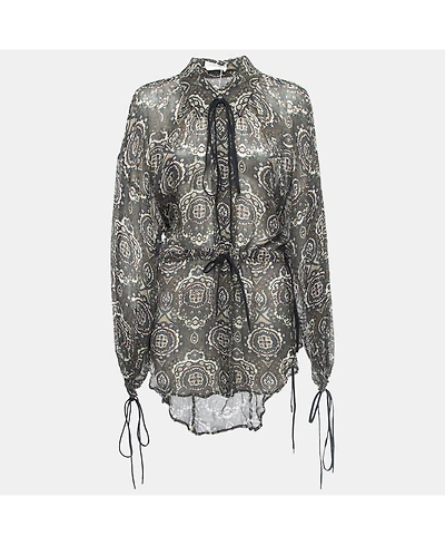 Pre-Owned Chloe Women's Multicolor Paisley Printed Chiffon Drawstring Blouse