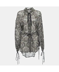 Pre-Owned Chloe Women's Multicolor Paisley Printed Chiffon Drawstring Blouse