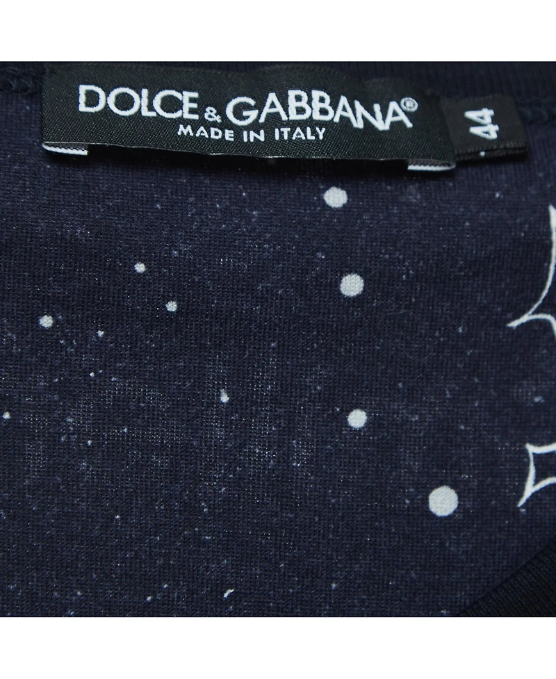Pre-Owned Dolce & Gabbana Women's Navy Blue Space Print Cotton Half Sleeve T-Shirt