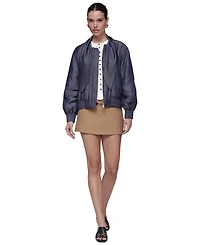 Avec Les Filles Women's Scarf Tie Neck Bomber Jacket