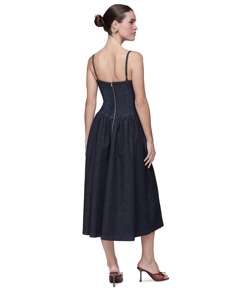 Avec Les Filles Women's Drop Waist Square Neck Midi Dress