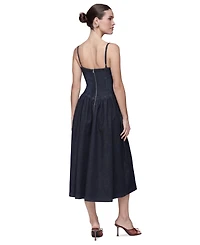 Avec Les Filles Women's Drop Waist Square Neck Midi Dress