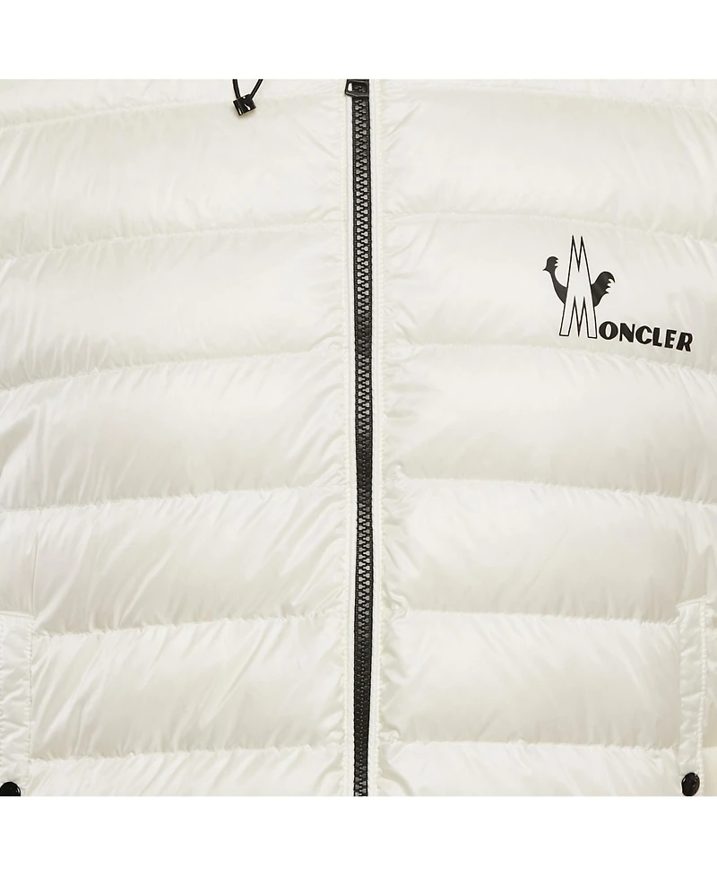 Pre-Owned Moncler Men's White Logo Print Cotton Knit And Quilted Nylon Down Jacket