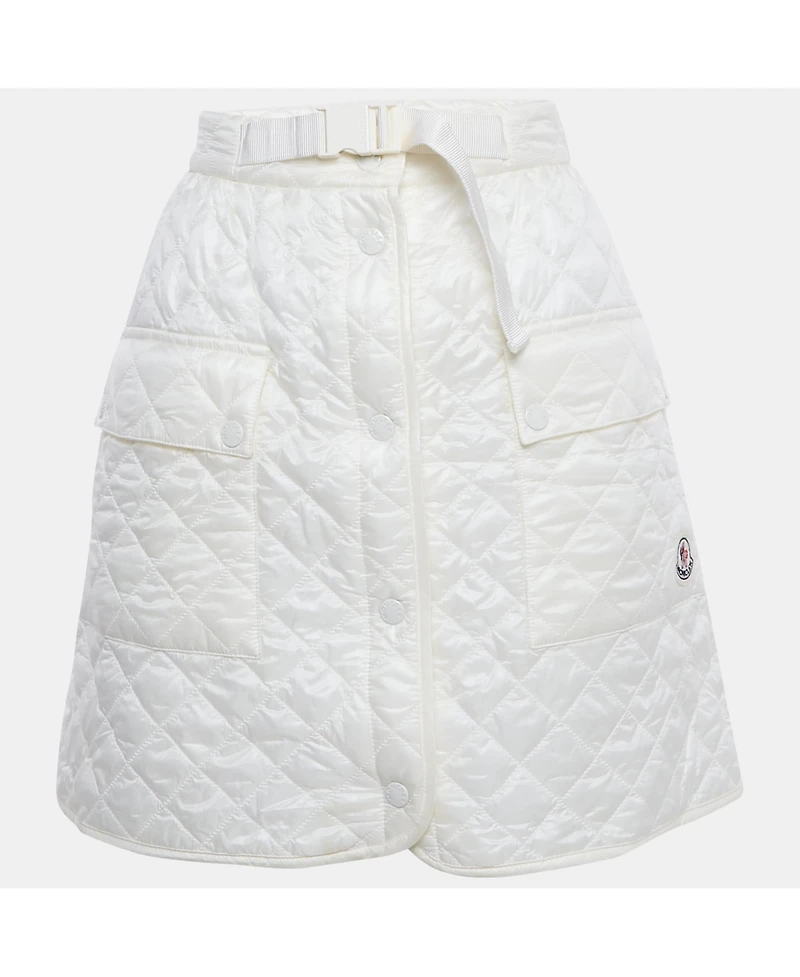 Pre-Owned Moncler Women's White Nylon Quilted A-Line Mini Skirt