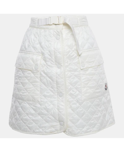 Pre-Owned Moncler Women's White Nylon Quilted A-Line Mini Skirt