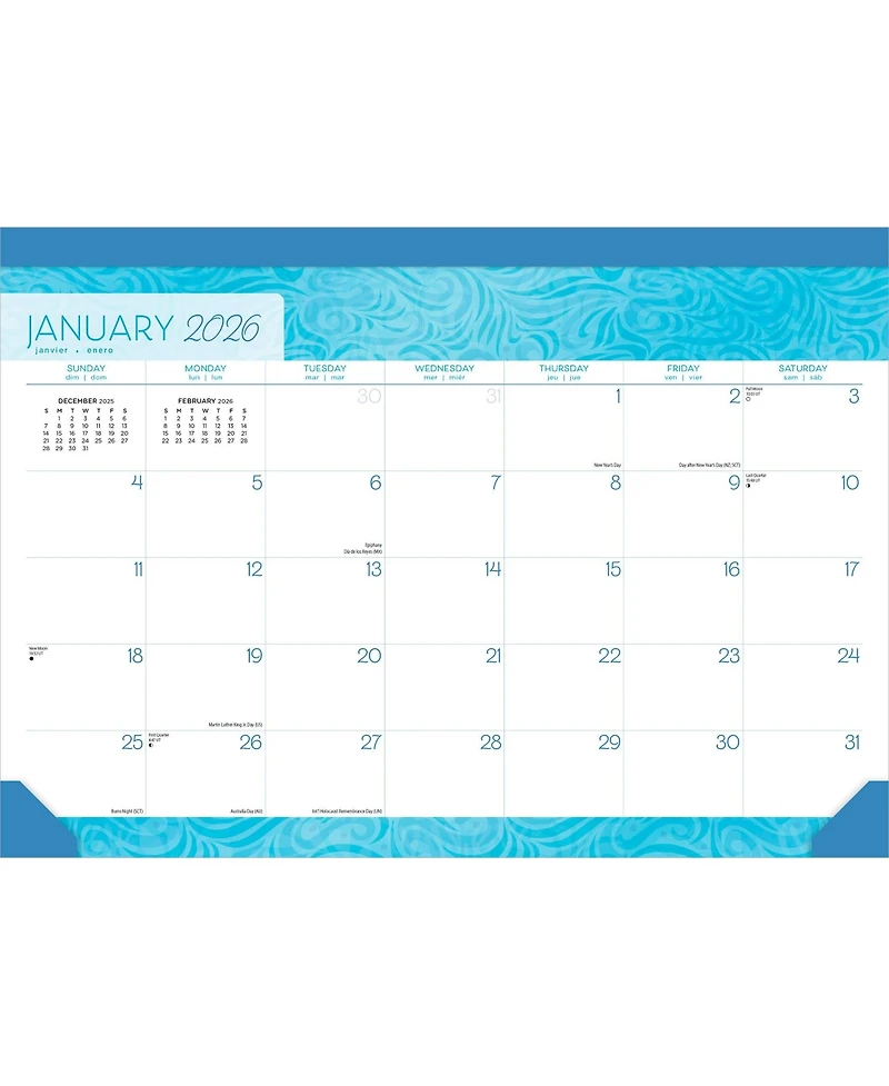 BrownTrout Seaside Currents | 2026 17 x 12 Inch Monthly Desk Pad Calendar