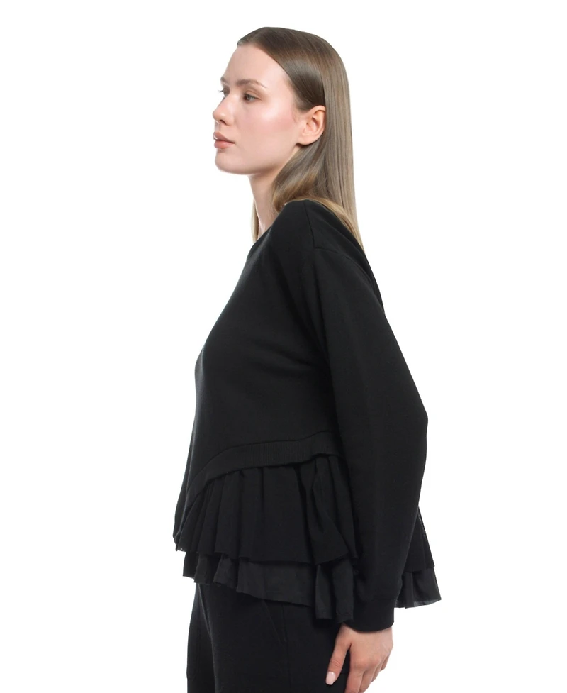 Wilt Clothing Women's Round Neck Mix Media Sweatshirt