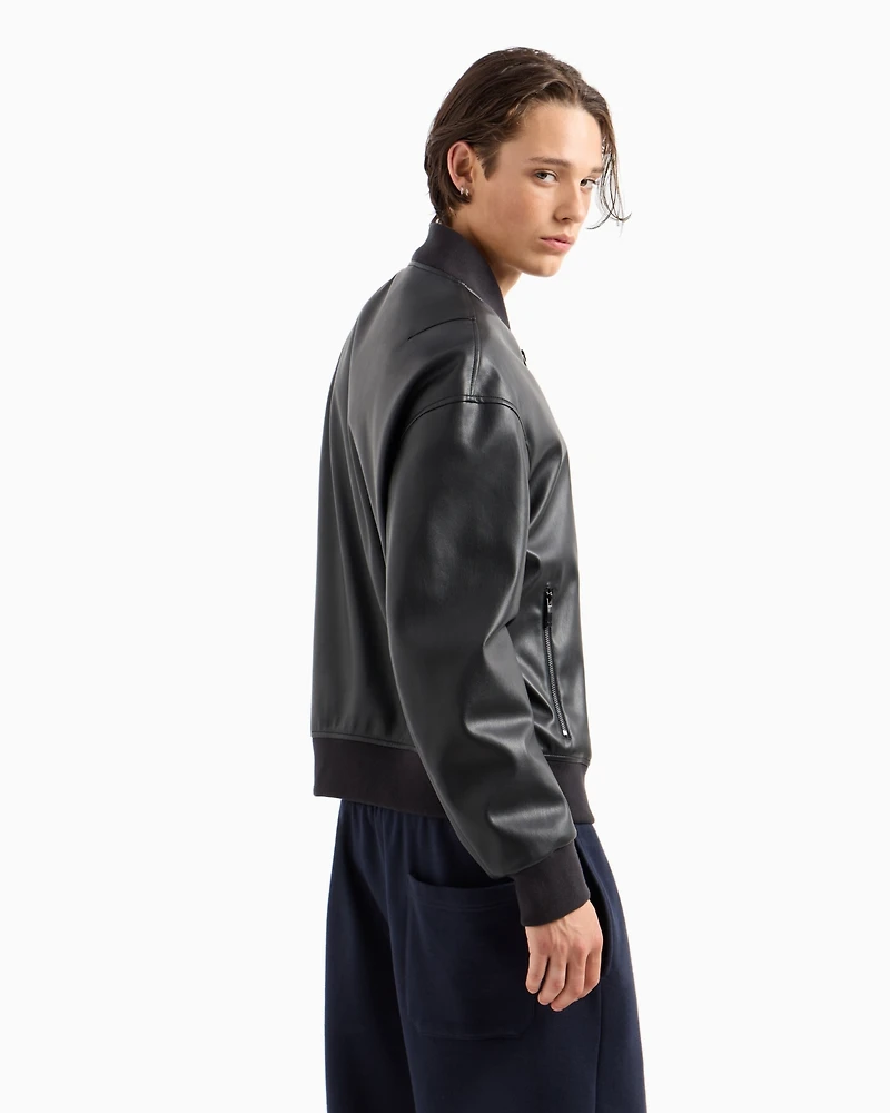 A|X Armani Exchange Men's Faux-Leather Bomber Jacket