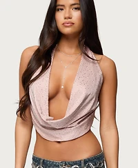 Edikted Women's Studded Backless Cowl Neck Top