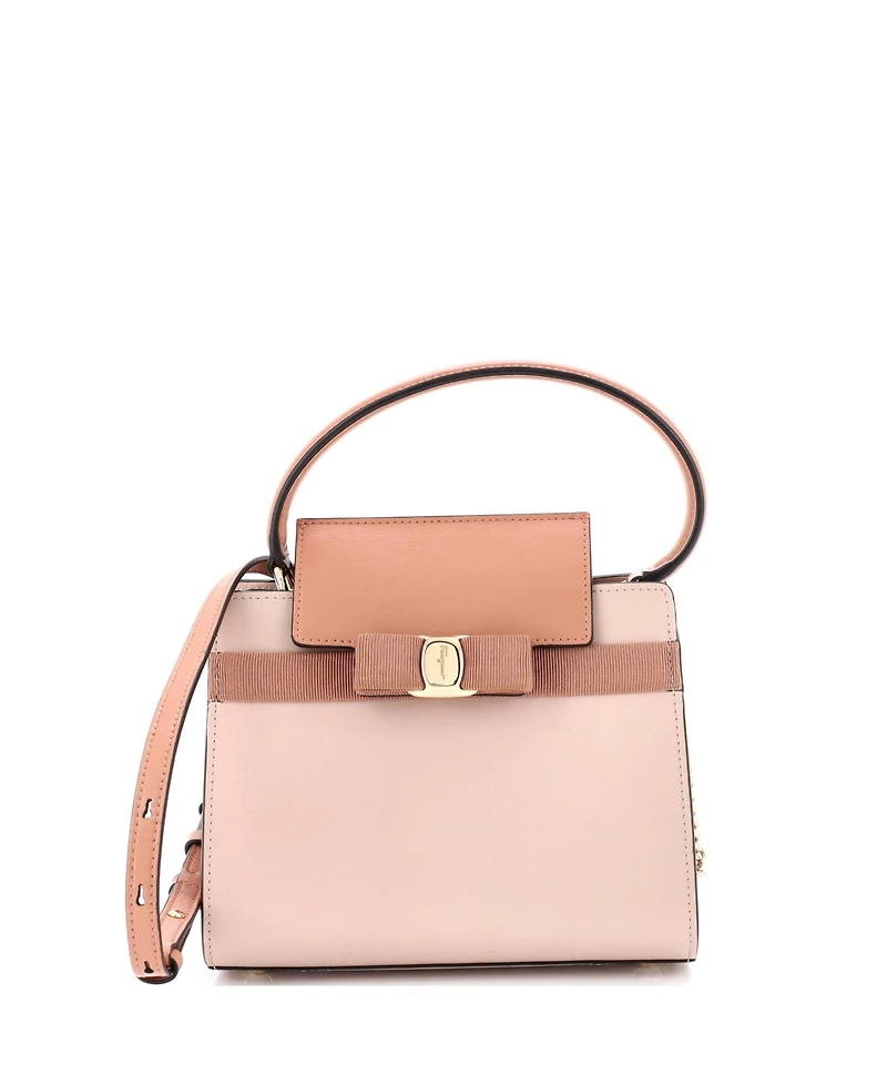 Pre-Owned Salvatore Ferragamo Small Vara Top Handle Convertible Tote Leather