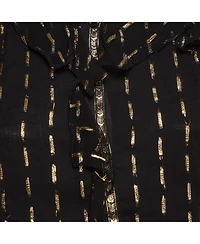 Pre-Owned Zadig & Voltaire Women's Black & Gold Shiny Crepe Ruffled Dress