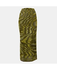 Pre-Owned Ronny Kobo Women's Green/black Devore Midi Jay Skirt