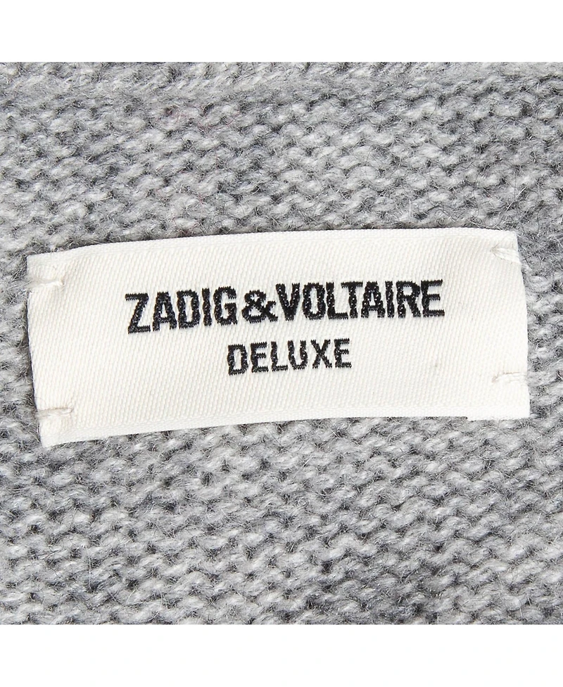 Pre-Owned Zadig & Voltaire Women's Pre-Owned Zadig and Voltaire Delux Grey Cashmere Knit Open Front Fringed Cardigan