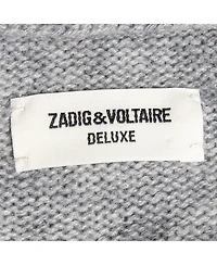 Pre-Owned Zadig & Voltaire Women's Pre-Owned Zadig and Voltaire Delux Grey Cashmere Knit Open Front Fringed Cardigan