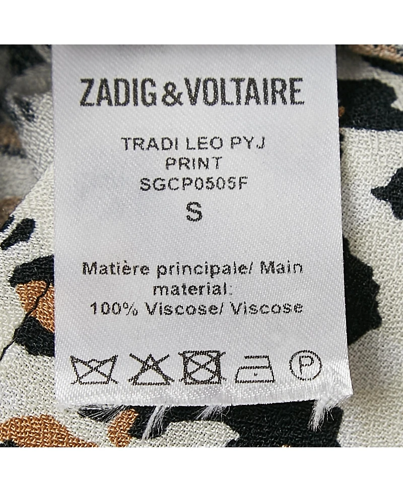 Pre-Owned Zadig & Voltaire Women's Brown Leopard Print Crepe Tradi Shirt