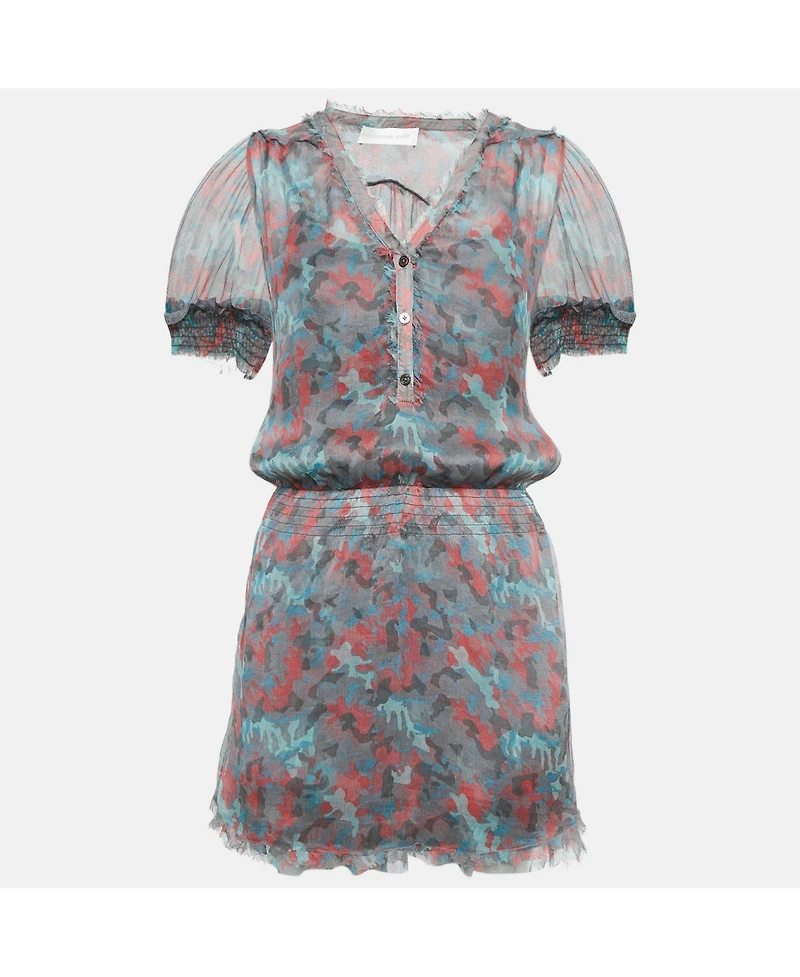 Pre-Owned Zadig & Voltaire Women's Deluxe Multicolor Ribal Print Silk Crepe Mini Dress