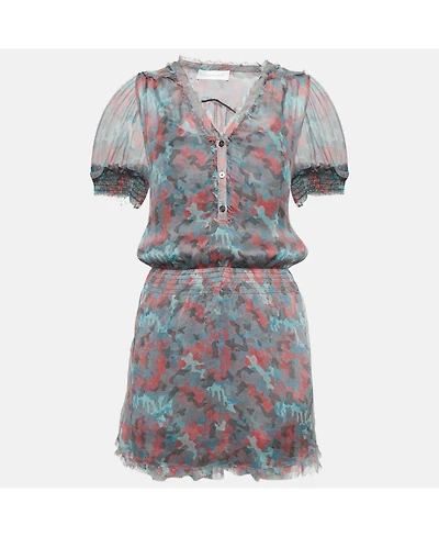 Pre-Owned Zadig & Voltaire Women's Deluxe Multicolor Ribal Print Silk Crepe Mini Dress