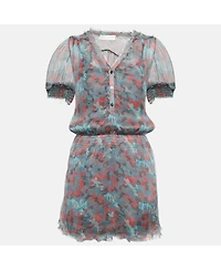 Pre-Owned Zadig & Voltaire Women's Deluxe Multicolor Ribal Print Silk Crepe Mini Dress