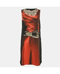 Pre-Owned Moschino Women's Cheap And Chic Black/multicolor Dress Print Crepe Sleeveless Short Dress