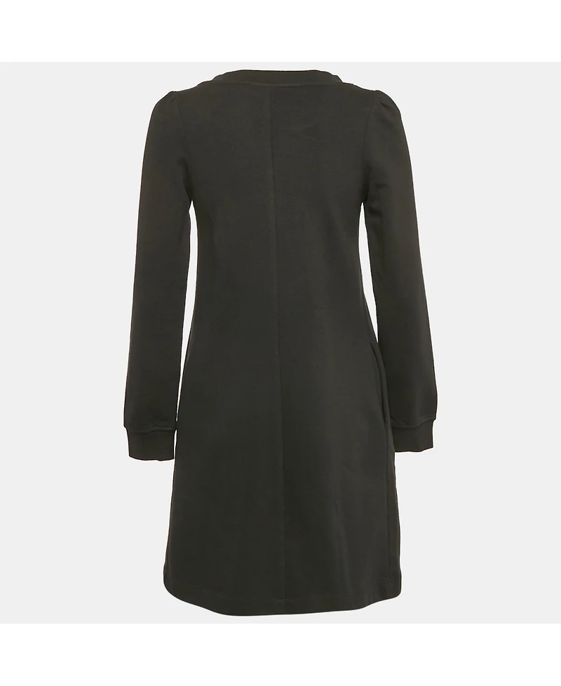 Pre-Owned Love Moschino Women's Black Viscose Heart Detail Mini Long Sleeve Dress