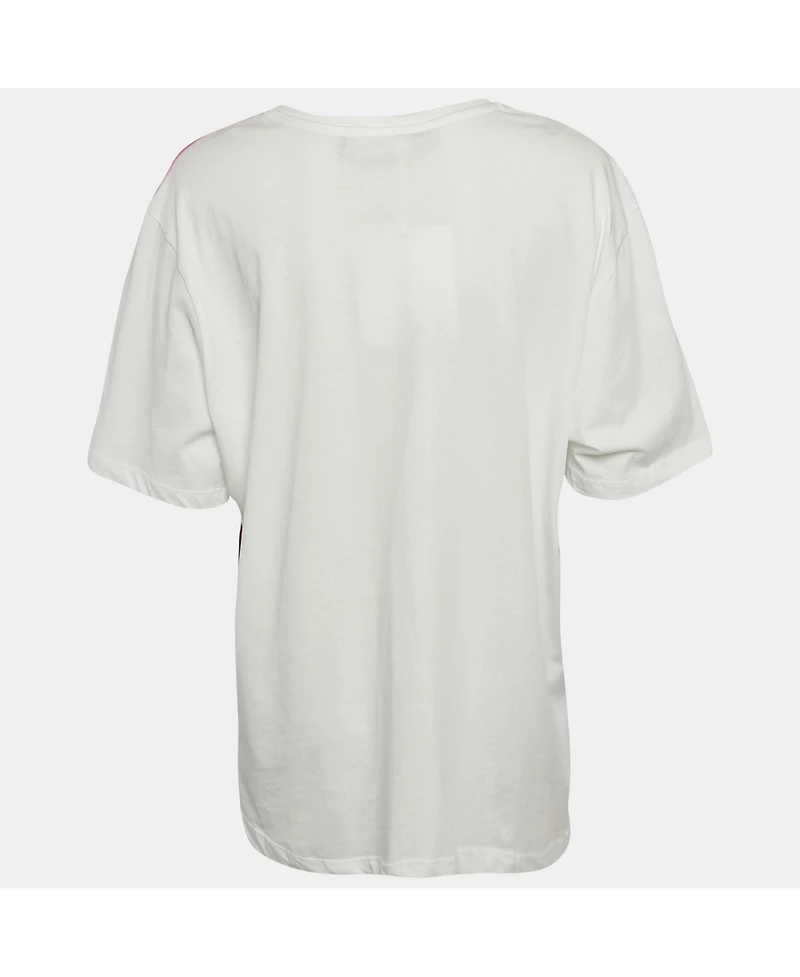 Pre-Owned Love Moschino Women's Blue Striped Denim Button Front Shirt