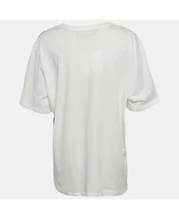 Pre-Owned Love Moschino Women's Blue Striped Denim Button Front Shirt