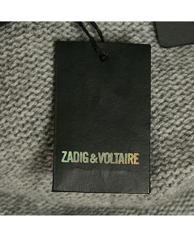 Pre-Owned Zadig & Voltaire Women's Deluxe Grey Cashmere Fringed Open Front Paloma Cardigan