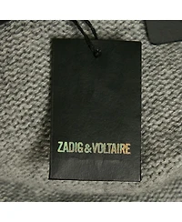 Pre-Owned Zadig & Voltaire Women's Deluxe Grey Cashmere Fringed Open Front Paloma Cardigan