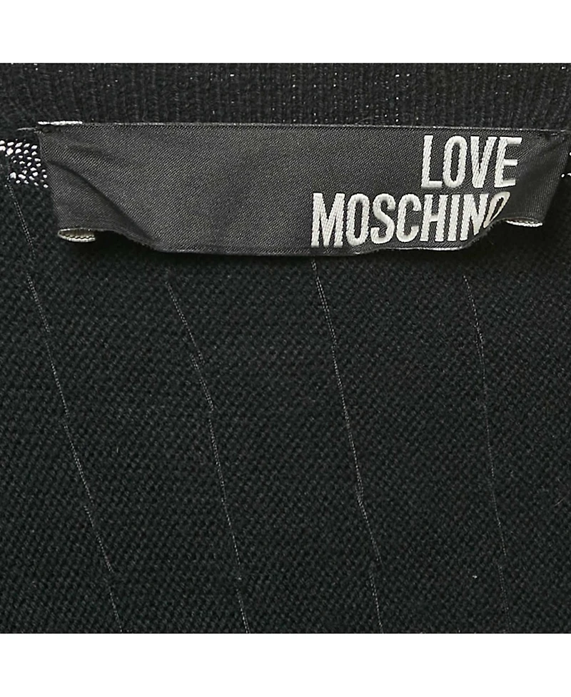 Pre-Owned Love Moschino Women's Black Sequined Knit Short Sleeve Cardigan
