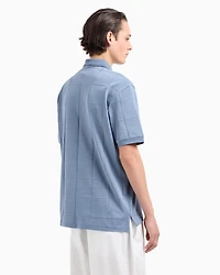 A|X Armani Exchange Men's Short Sleeve Large Grid Pattern Polo Shirt