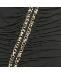 Pre-Owned Roberto Cavalli Women's Black Jersey Embellished Ruche Jersey Mini Dress