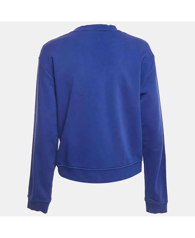Pre-Owned Love Moschino Women's Blue Printed Cotton Crew Neck Sweatshirt