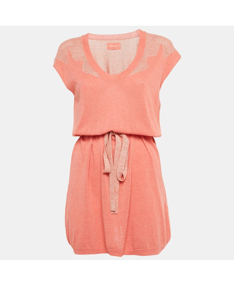 Pre-Owned Zadig & Voltaire Women's Candy Pink Lurex Knit Rimo Mini Dress